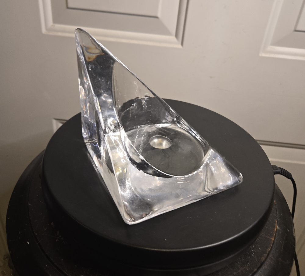 Vintage Nybro Art Glass Pyramid Candle Holder Tord Kjellstrom Sweden MCM